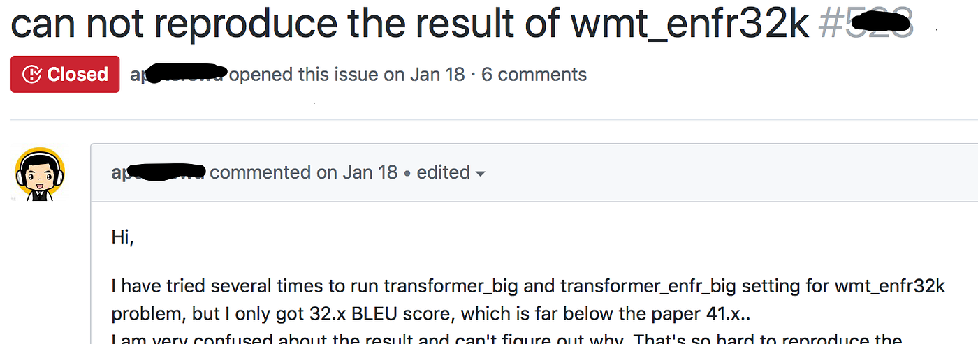GitHub issue: can not reproduce the result